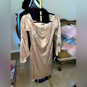 Brand new with tags Bebe sequin gold dress